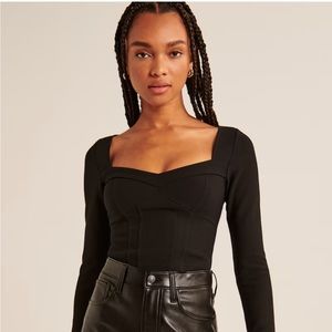 NWT Abercrombie & Fitch Black Long Sleeve Corset Top